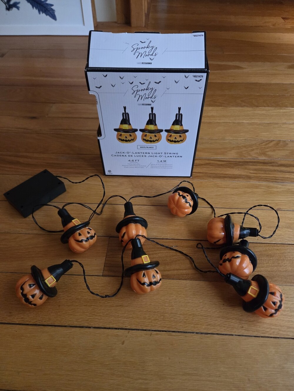 Gemmy Orange Jack-O'-Lantern String Lights with Black Witch Hats